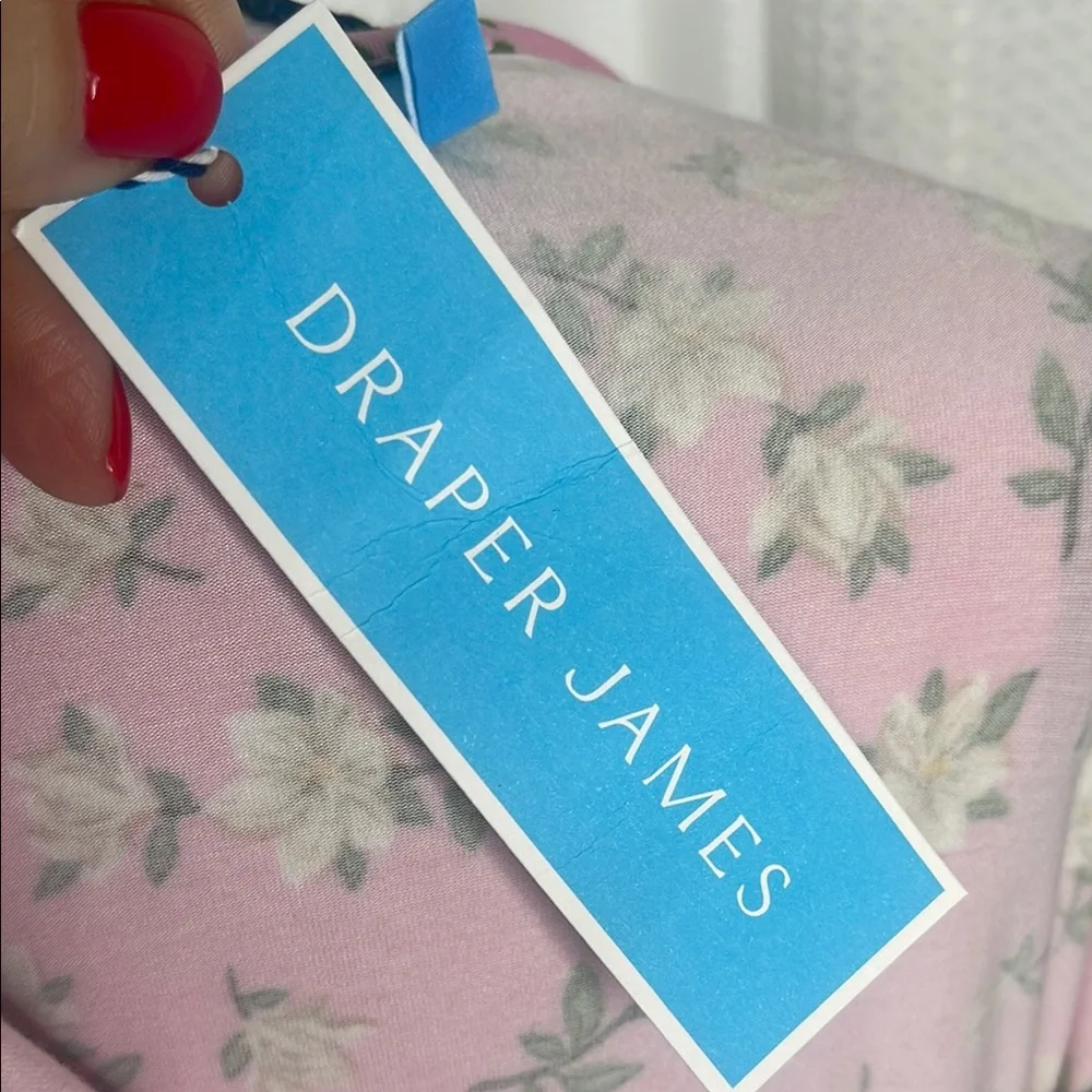 Draper James Tammy T-Shirt Dress Midi Stretch Magnolia Print NWT Sz M